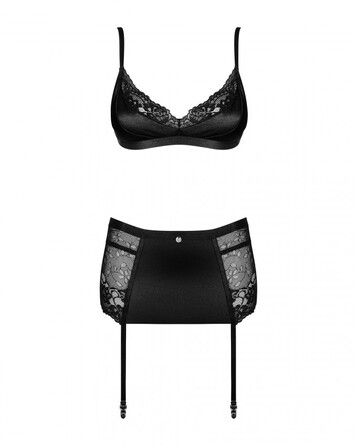 Комплект з широким поясом для панчох Obsessive Blanita garter belt S/M Чорний