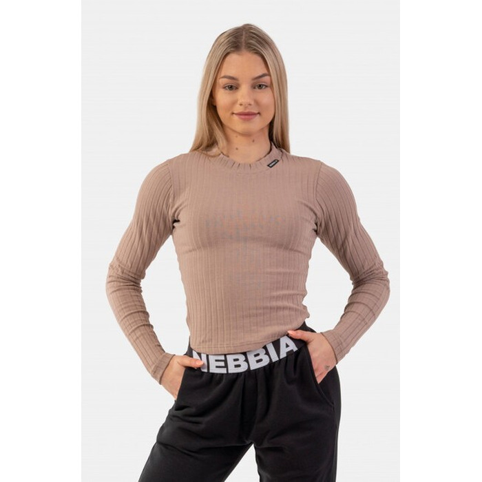 ТОП ORGANIC COTTON RIBBED LONG SLEEVE TOP BROWN 415