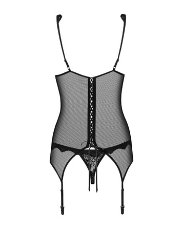 Комплект Emperita corset Obsessive черный S/M