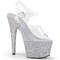 Босоніжки Pleaser Adore-708HMG на підборах 7 дюймів, з ремінцем на щиколотці 2 3/4 дюйма, прозорі/сріблясті
