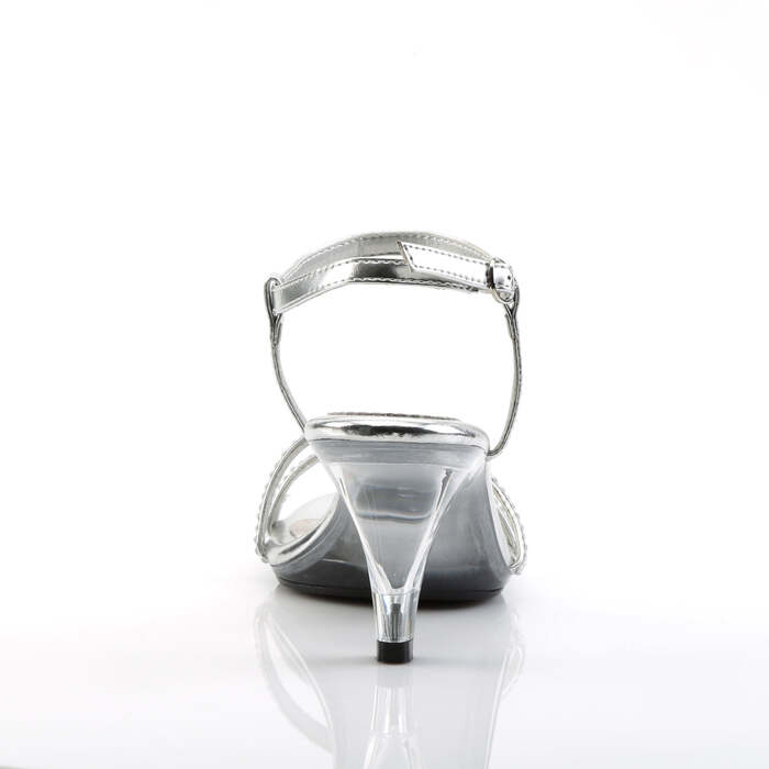 Босоніжки Belle-316, 3-дюймові, на шпильці, з ремінцем до щиколотки, міні-босоніжки PF з ремінцем, сріблясті/прозорі