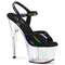 Босоножки Pleaser Adore-709HT, каблук 7 дюймов, тонированный ремешок на щиколотке шириной 2 3/4 дюйма, чёрные с голограммой/прозрачные