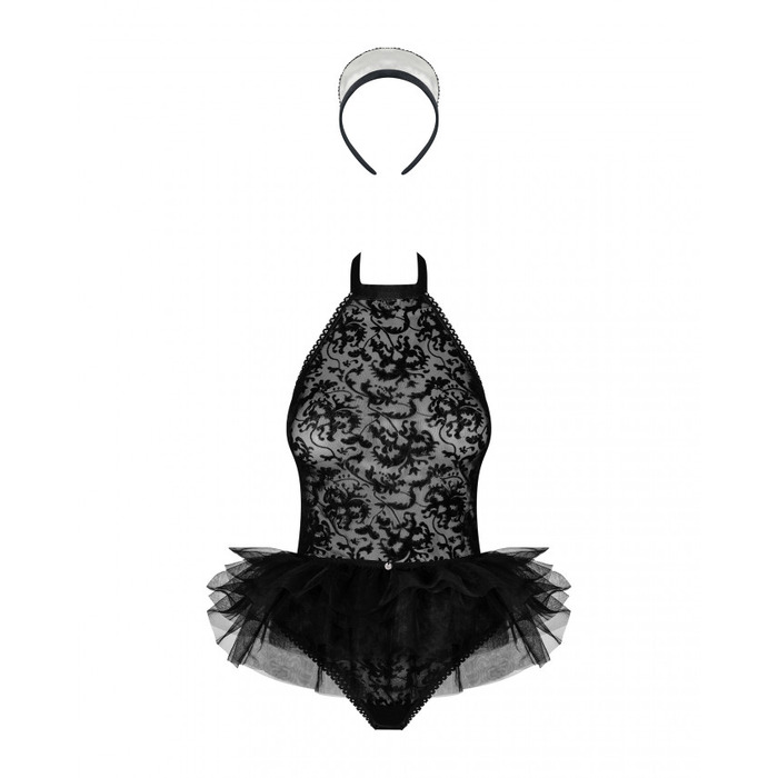 Костюм покоївки Obsessive Frilles Чорний S/M