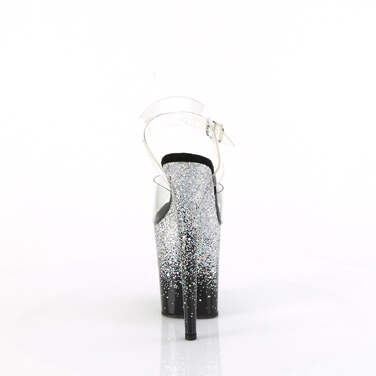 Босоніжки Flamingo-808SS на підборах 8 дюймів, босоніжки з ремінцем на щиколотці 4 дюйми, прозорі/сріблясті