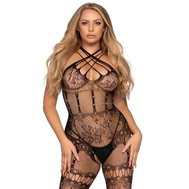 Комбинезон с доступом в стразах Leg Avenue, черный O\S