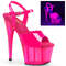 Босоніжки Pleaser Adore-709UVT на підборах 7 дюймів, 2 3/4 дюйма з ремінцем на щиколотці з УФ-реактивним покриттям, рожеві