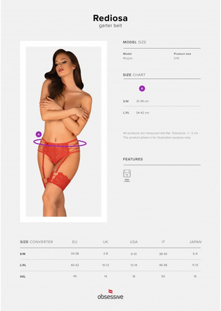 Пояс для чулок Obsessive Rediosa L/XL