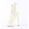 Чоботи Pleaser Adore-1020 на підборах 7 дюймів, черевики на шнурівці спереду 2 3/4 дюйма з PF, блискавка збоку, білі лаковані