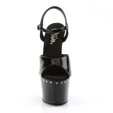 Босоніжки Adore-709LS на підборах 7 дюймів, з ремінцем на щиколотці 2 3/4 дюйма з ремінцем PF RS, чорні