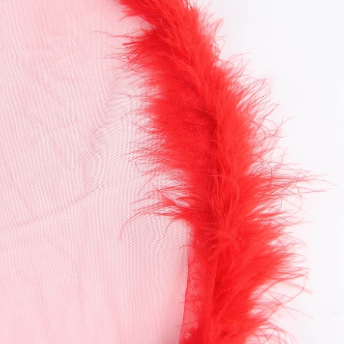 Халат длинный с поясом Star Night с отделкой из искусственного меха и трусиками, красный, М