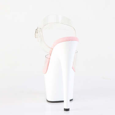 Босоніжки Adore-708 на підборах 7 дюймів, босоніжки з ремінцем на щиколотці 2 3/4 дюйма, рожеві/білі