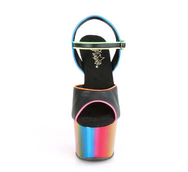 Босоножки Adore-709RC-02, каблук 7 дюймов, хромированный ремешок на щиколотке шириной 2 3/4 дюйма, черная искусственная кожа/разноцветные