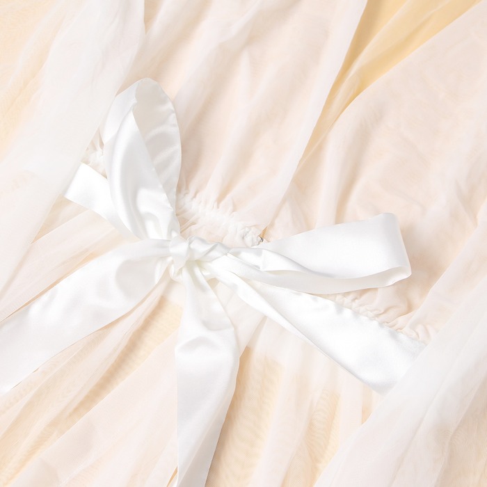 Халат Star Night с рюшами и поясом, белый, M-L