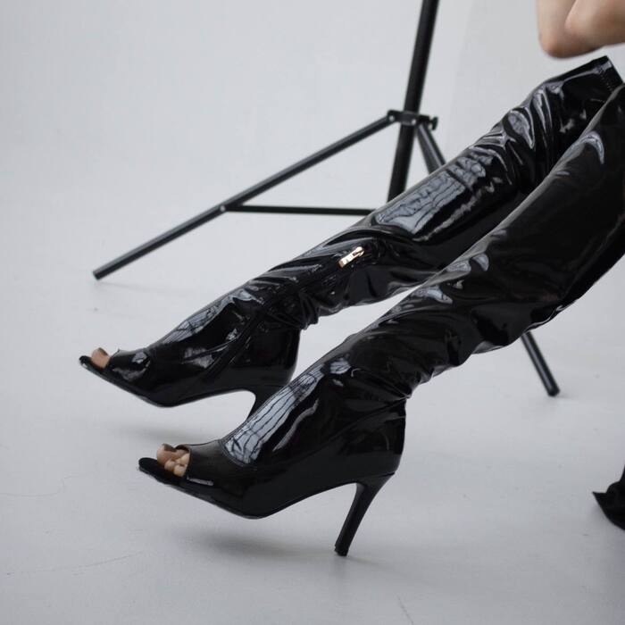 Ботфорти для танців high heels, чорні 10 см