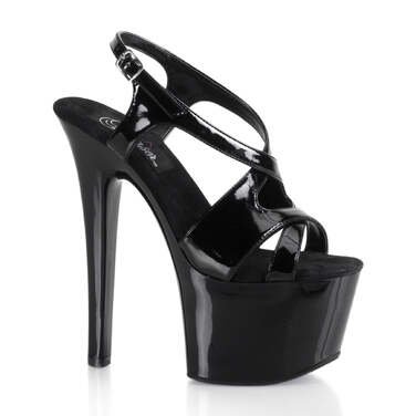 Босоножки Sky-330, каблук 7 дюймов, 2 3/4 дюйма, чёрные, босоножкии с перекрещивающимися ремешками сзади