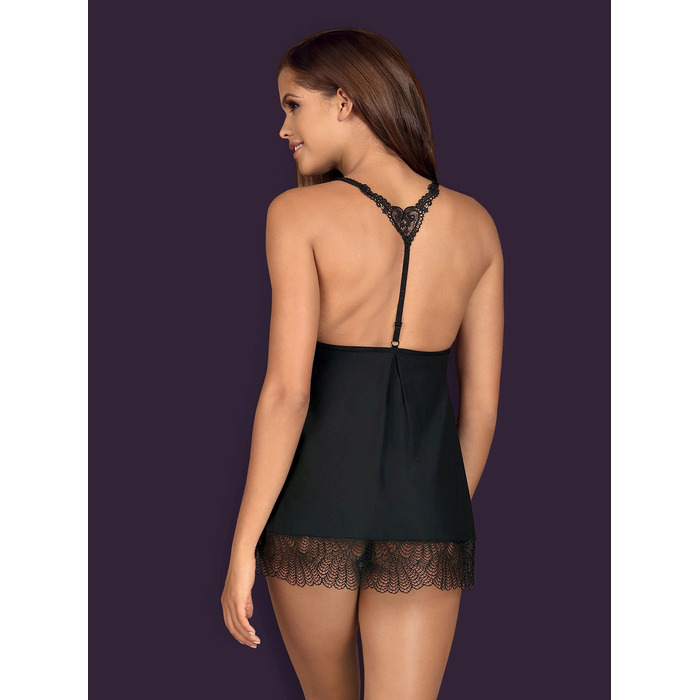 Бебидолл c кружевными вставками и трусиками в комплекте Obsessive Chiccanta черный, S/M