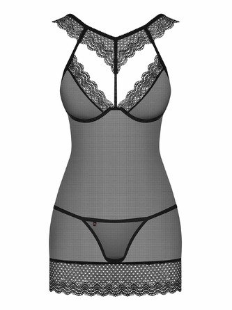 Пеньюар Obsessive 857-CHE-1 chemise S\M Чорний