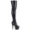 Сапоги Pleaser Adore-3000, каблук 7 дюймов, эластичные сапоги PF 6,5 см, молния сбоку, чёрная искусственная кожа/чёрный