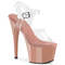 Босоніжки Pleaser Adore-708 на підборах 7 дюймів, босоніжки з ремінцем на щиколотці 2 3/4 дюйма, прозорі/рум'яні