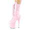 Ботинки Pleaser Flamingo-1050, каблук 8 дюймов, 4-дюймовые PF-сапоги до середины голени, шнуровка спереди, молния сбоку, нежно-розовый