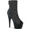 Чоботи Pleaser Adore-1031GM *7-дюймовий каблук, 2 3/4-дюймові черевики з відкритим носком, блискавка ззаду, чорна тканина/чорний