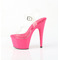 Босоножки Pleaser Adore-708, каблук 7 дюймов, ремешок на щиколотке шириной 2 3/4 дюйма, прозрачный/ярко-розовый