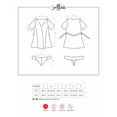 Халат Obsessive Alluria пеньюар и стринги S/M