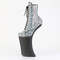 Boots Pleaser Forbidden-1020RS, ботильоны без каблука 11 дюймов, высота 6 1/4 дюйма, декорированные, боковая молния, серебристые стразы/черные