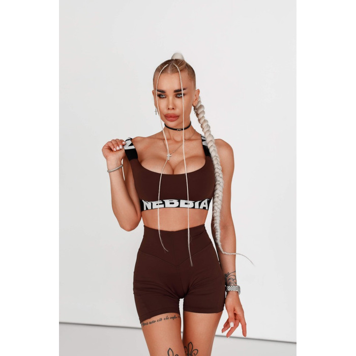 Топ Nebbia Medium-Support Criss Cross Sports Bra ICONIC Dark Brown 230