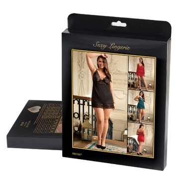 Пеньюар кружевной Star Night с трусиками, черный, XL