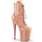 Ботинки Pleaser Flamingo-1020, каблук 8 дюймов, 4-дюймовые PF-ботинки со шнуровкой спереди, молния сбоку, цвет: розовый