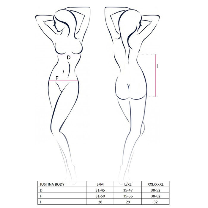Боди с открытым доступом и грудью JUSTINA BODY black S/M - Passion