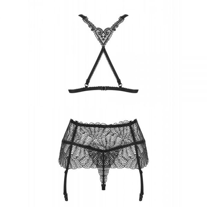 Комплект Obsessive Chiccanta 3 pcs set black L/XL