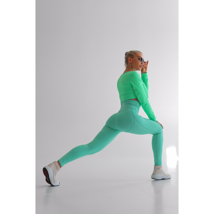 ТОП GREEN TOP WITH LONG SLEEVE ADN DETAIL ON CHEST