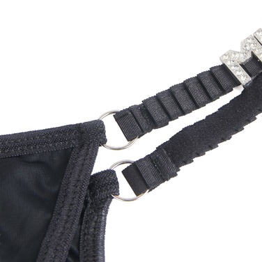 Чорні сексуальні трусики стрінги Star Night зі стразами, S