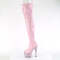 Сапоги Pleaser Bejeweled-3011-7, каблук 7 дюймов, высота 2 3/4 дюйма, открытый носок, боковая молния, нежно-розовый