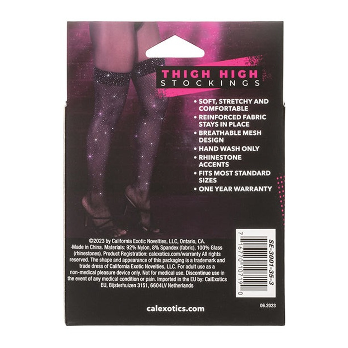 Чулки в мелкую сетку со стразами CalExotics, черный