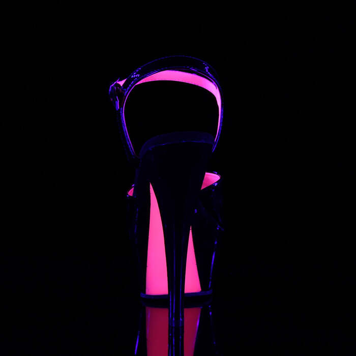 Босоножки Kiss-209TT, каблук 6 дюймов, двухцветный ремешок на щиколотке, чёрно-розовый