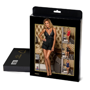 Пеньюар с трусиками Star Night кружевной, черный, M-L