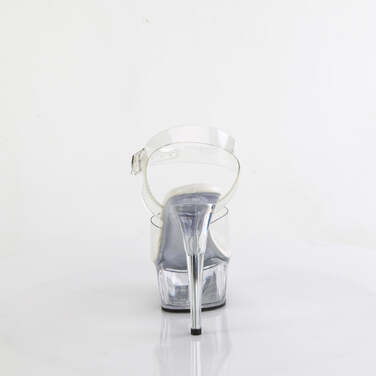 Босоніжки Delight-608VL на підборах 6 дюймів, гладка устілка 1 3/4 дюйма з ремінцем на щиколотці, прозорі/прозорі