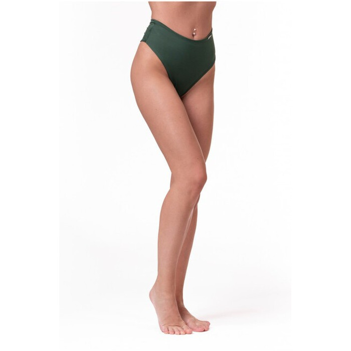 КУПАЛЬНІ ТРУСИКИ HIGH-WAIST RETRO BIKINI - BOTTOM DARK GREEN 555