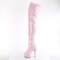 Boots Pleaser Delight-3027, каблук 6 дюймов, двухцветные высокие сапоги до бедра, молния спереди, нежно-розовый