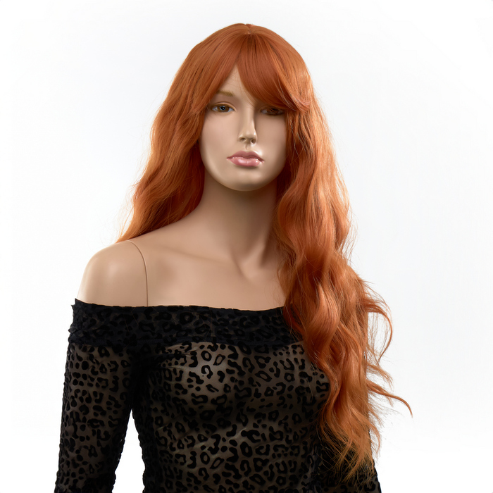 Перука довга хвиляста з чубчиком Fetish Hair руда, 60 см