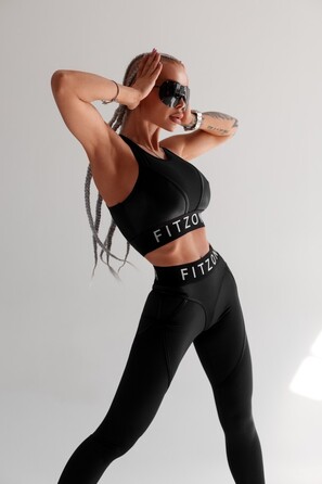 Леггинсы FZ Black Mesh Leggings with Imitation Shiny Thongs