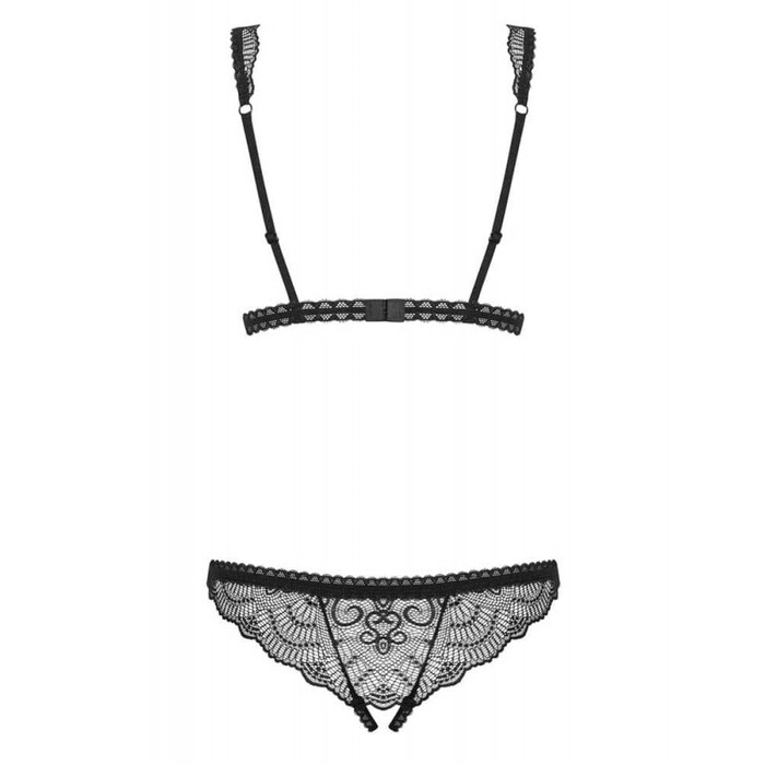 Кружевное боди с открытым доступом Obsessive Firella teddy black S/M
