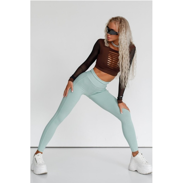 Топ Fitzona BROWN TOP WITH TULE LONG SLEEVES