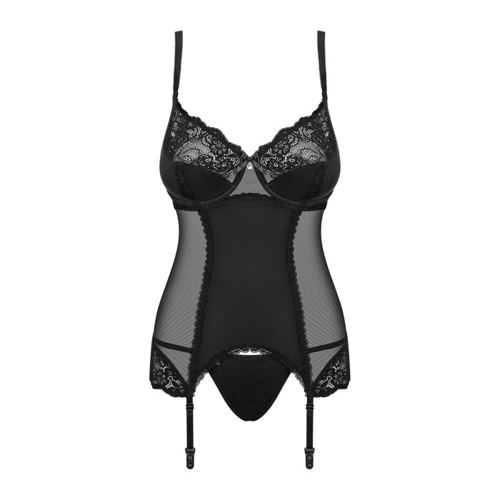 Комплект Obsessive Amallie корсет и стринги S/M