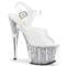 Босоніжки Pleaser Adore-708SRS на підборах 7 дюймів, босоніжки 2 3/4 дюйма з імітацією заповненої підошви RS, прозорі/сріблясті