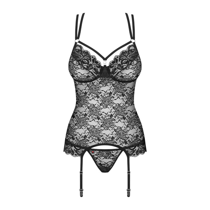 Комплект корсет с трусиками Obsessive 860-COR-1 черный, S/M