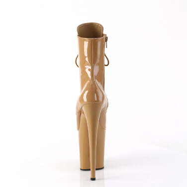 Ботинки Flamingo-1020, каблук 8 дюймов, 4-дюймовые PF-ботинки со шнуровкой спереди, молния сбоку, бежевые